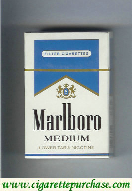 Marlboro Medium white and blue cigarettes hard box